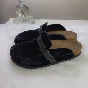 BIRKENSTOCK Eaton Slip On Casual Clog Black Suede Shoes Women's 38 US 7.5